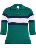 CASABLANCA WOMEN Colour Block Polo Shirt Green/Navy