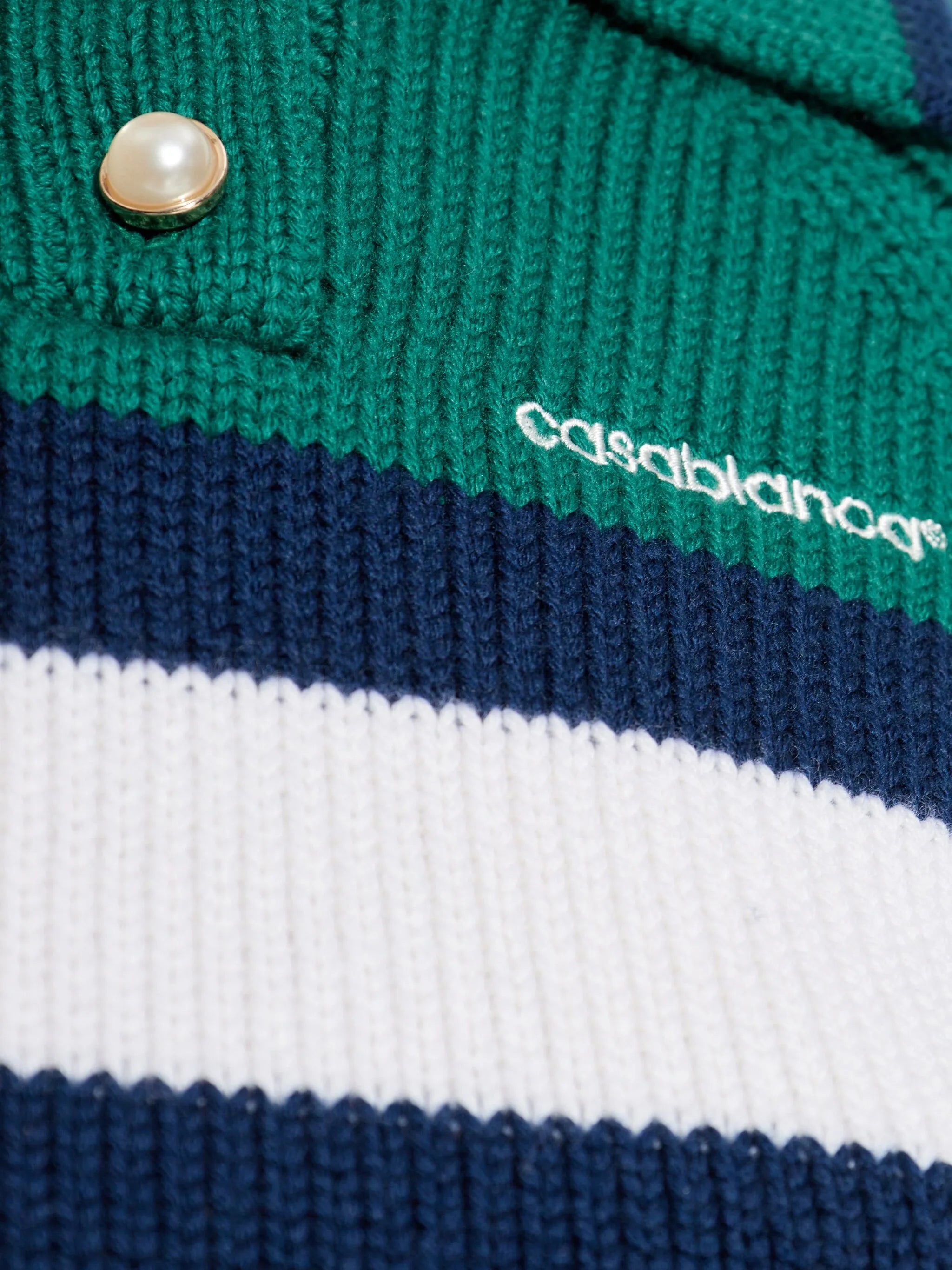 CASABLANCA WOMEN Colour Block Polo Shirt Green/Navy