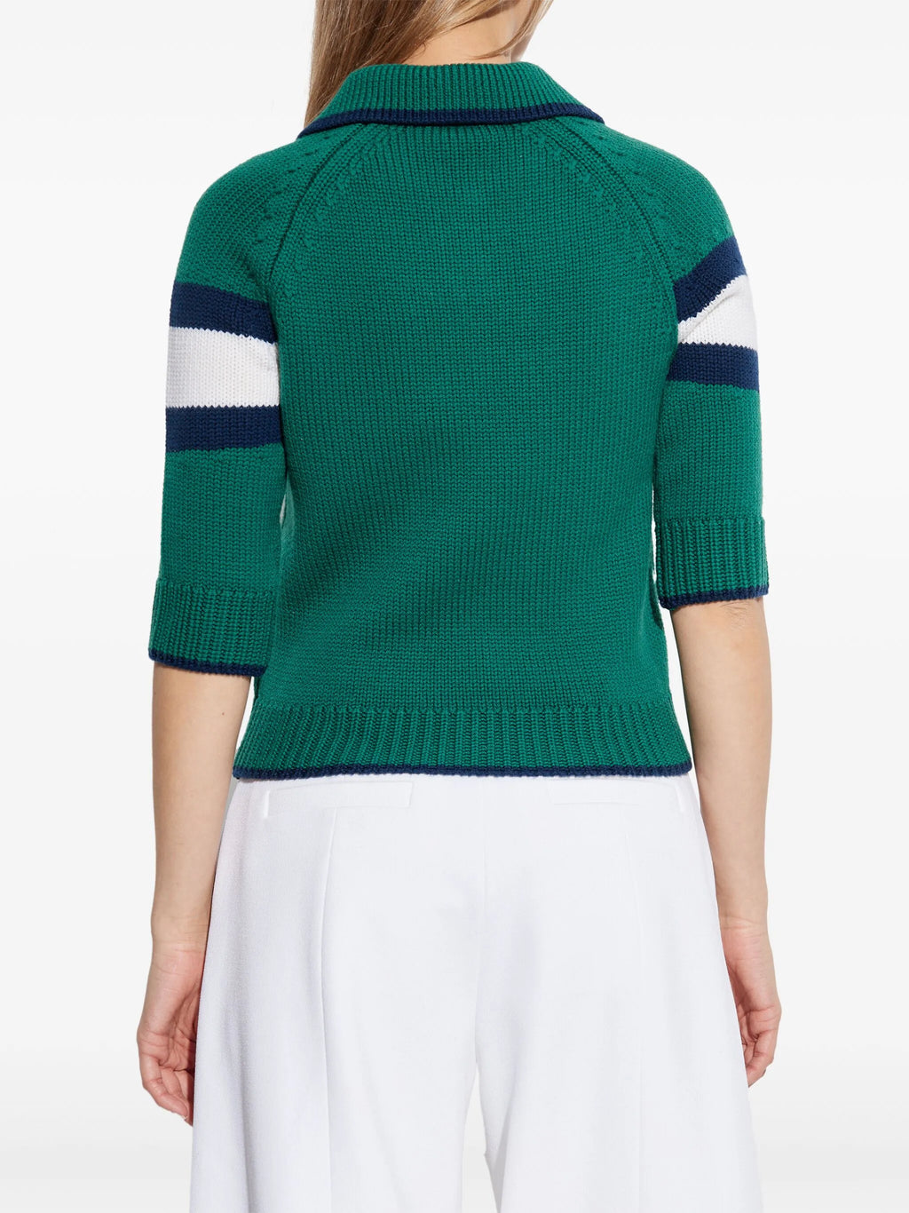CASABLANCA WOMEN Colour Block Polo Shirt Green/Navy