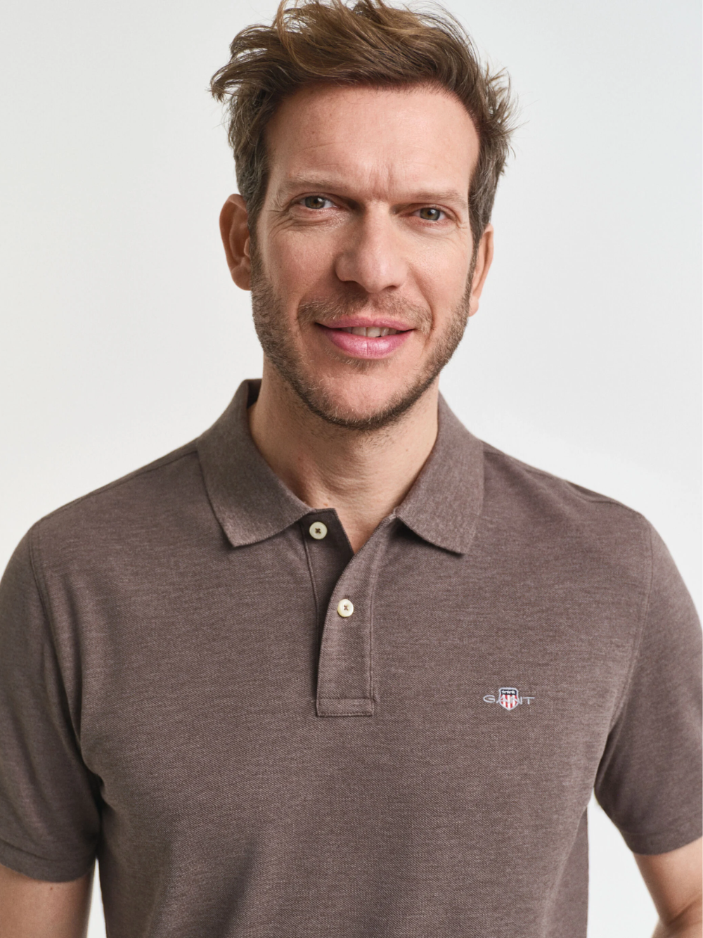 GANT Regular Fit Shield Piqué Polo Shirt Seawood Melange