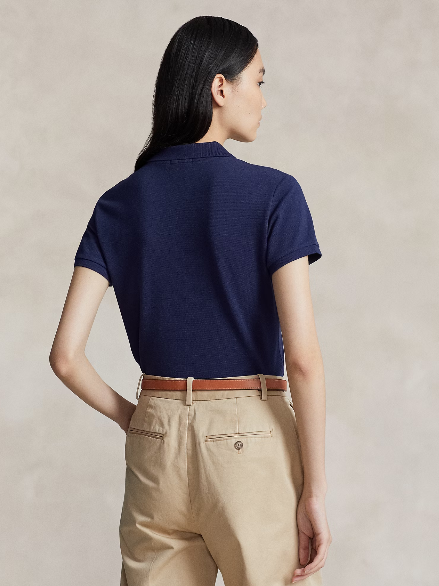 RALPH LAUREN WOMEN Slim Fit Stretch Polo Shirt Newport Navy