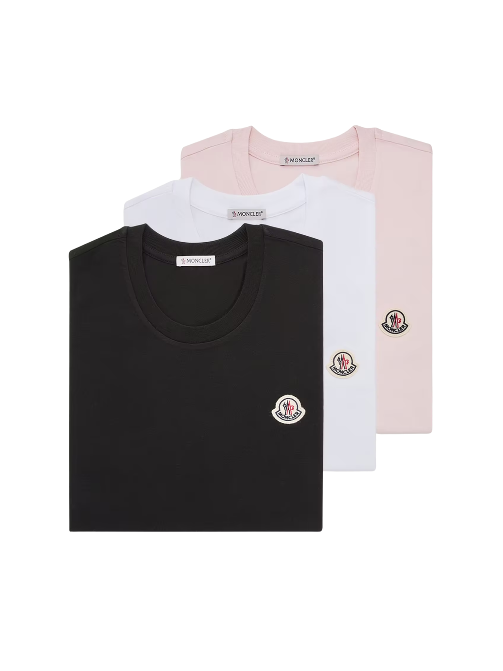 MONCLER WOMEN Logo Patch Cotton T-Shirt (Pack of Three) Black/White/Pink