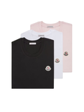 MONCLER WOMEN Logo Patch Cotton T-Shirt (Pack of Three) Black/White/Pink