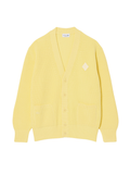 LACOSTE Relaxed Fit Ribbed Cotton Cardigan Pastel Yellow