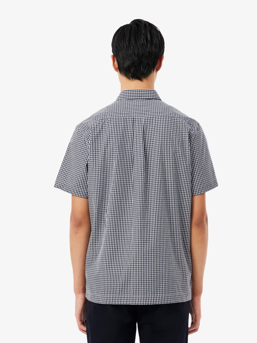 LACOSTE Regular Fit Lightweight Poplin Plaid Shirt White/Navy Blue