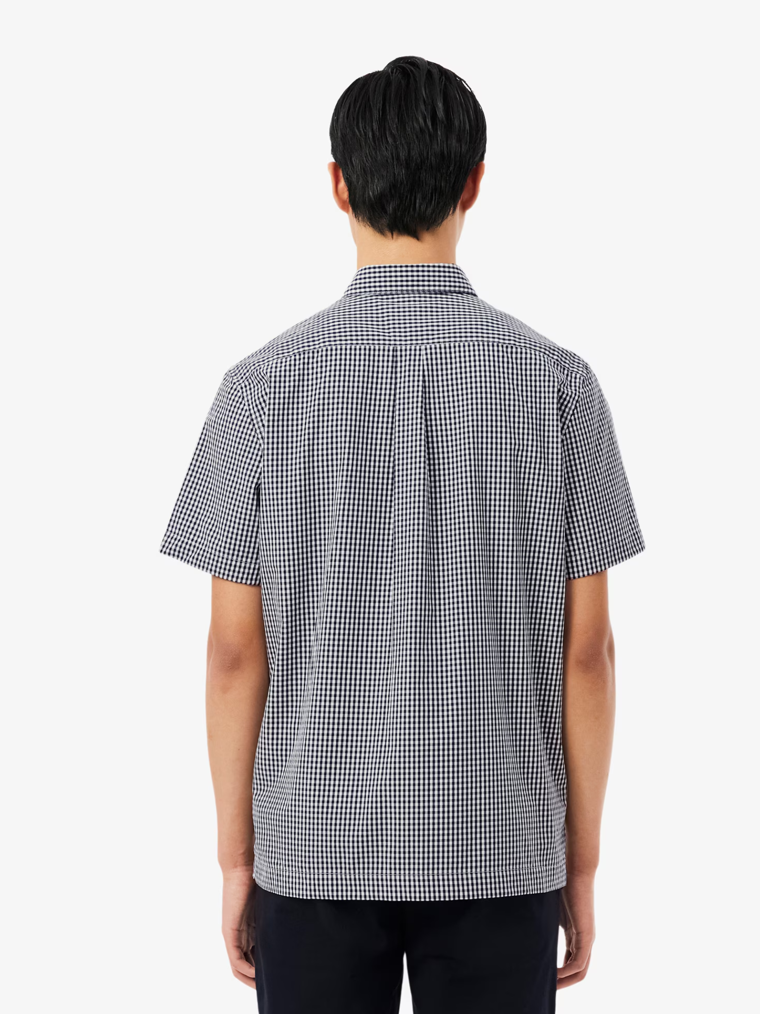 LACOSTE Regular Fit Lightweight Poplin Plaid Shirt White/Navy Blue