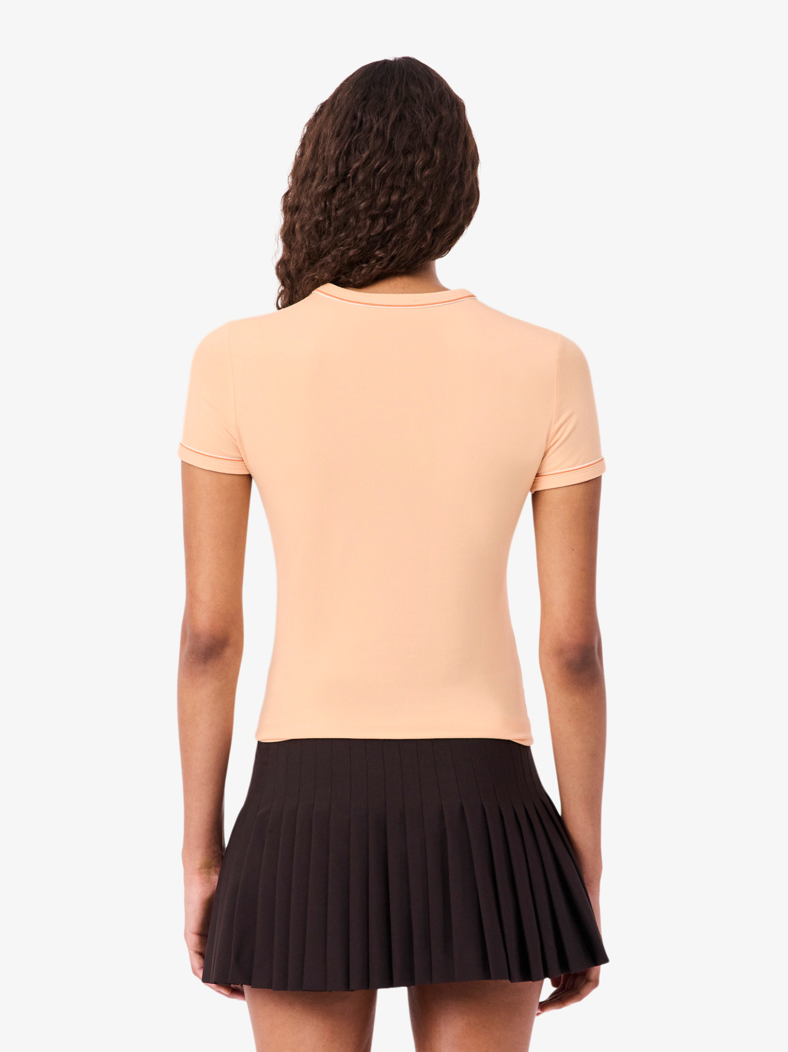 LACOSTE WOMEN Contrast Trim Jersey T-shirt Rose/Orange