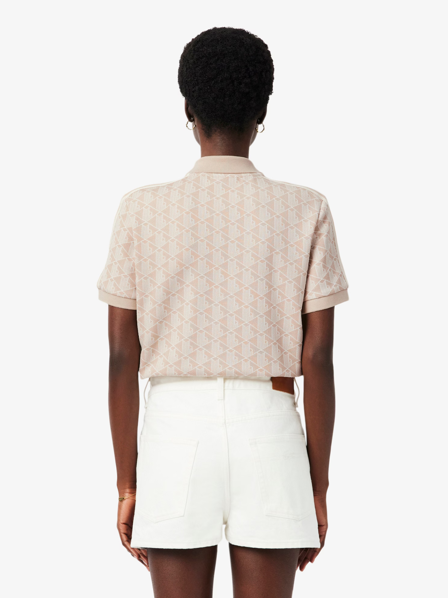 LACOSTE WOMEN Slim Fit Monogram Jacquard Polo Shirt Beige