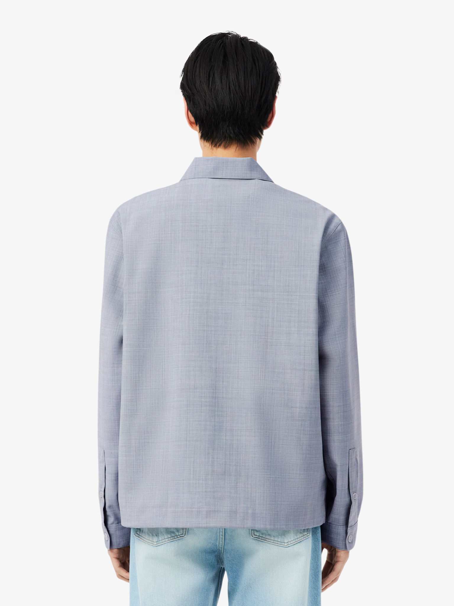 LACOSTE Oversized Wool Blend Overshirt Light Grey
