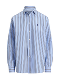 RALPH LAUREN WOMEN Relaxed Fit Striped Cotton Shirt Light Blue/White Multi