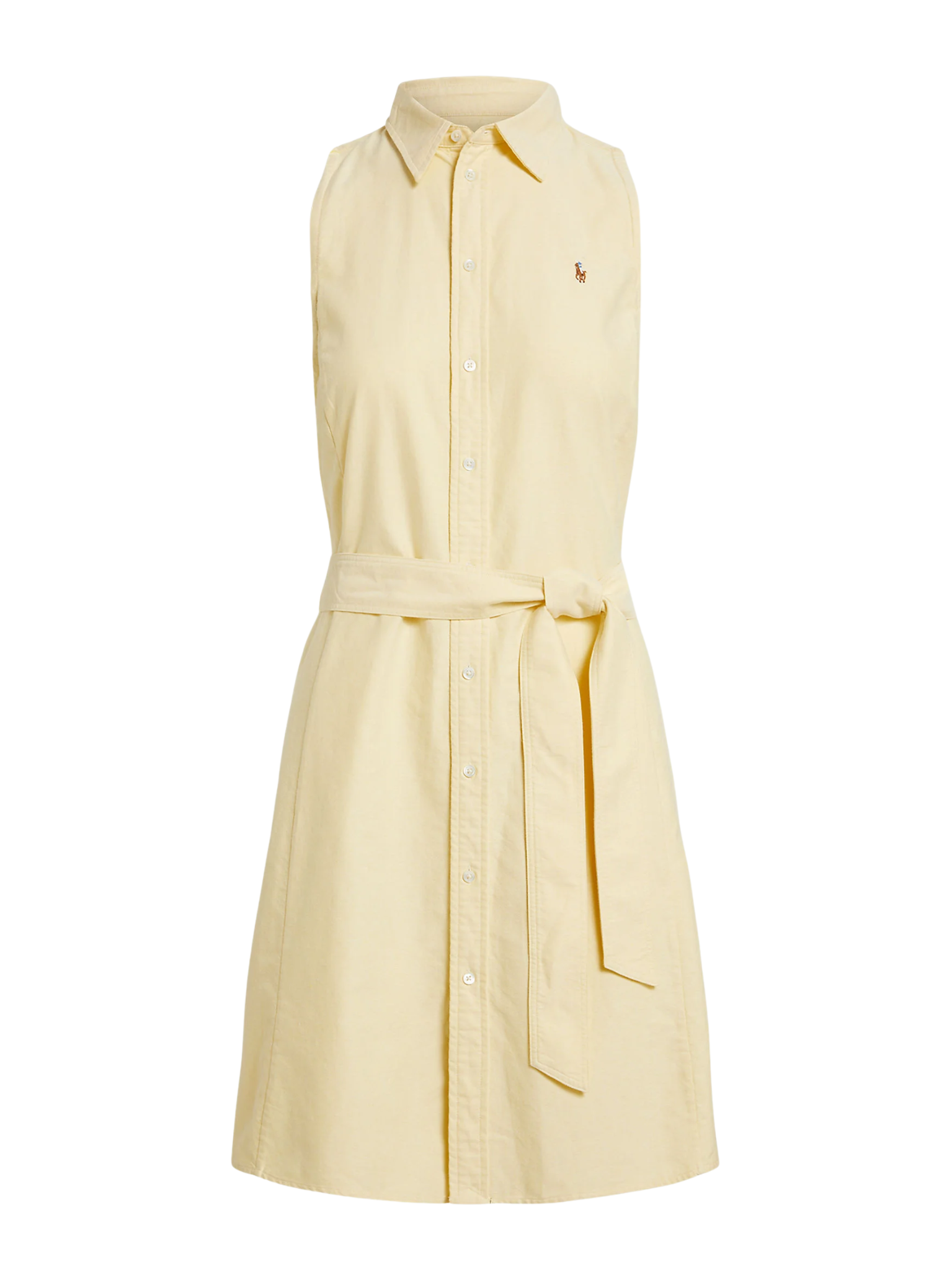 RALPH LAUREN WOMEN Cotton Oxford Sleeveless Shirt Dress Wicket Yellow