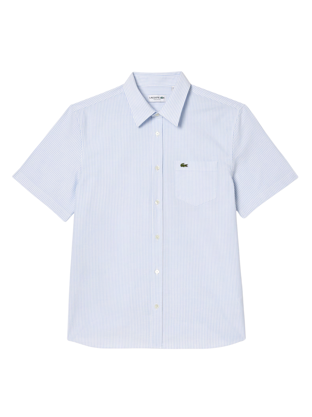 LACOSTE Regular Fit Short Sleeved Oxford Shirt Blue