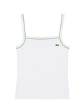 LACOSTE WOMEN Contrast Accent Cotton Tank Top White