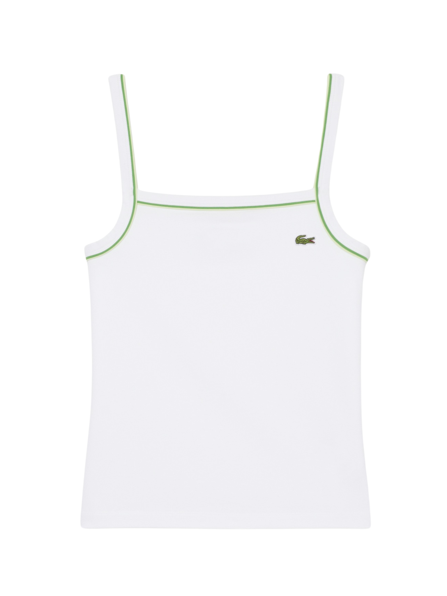 LACOSTE WOMEN Contrast Accent Cotton Tank Top White