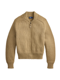 RALPH LAUREN WOMEN Cotton-blend Full-zip Sweater Desert Khaki