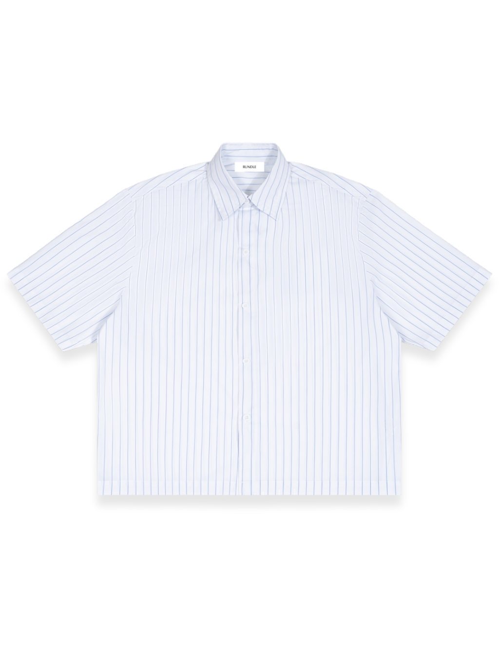 RUNDLE Striped Boxy Short Sleeve Shirt White