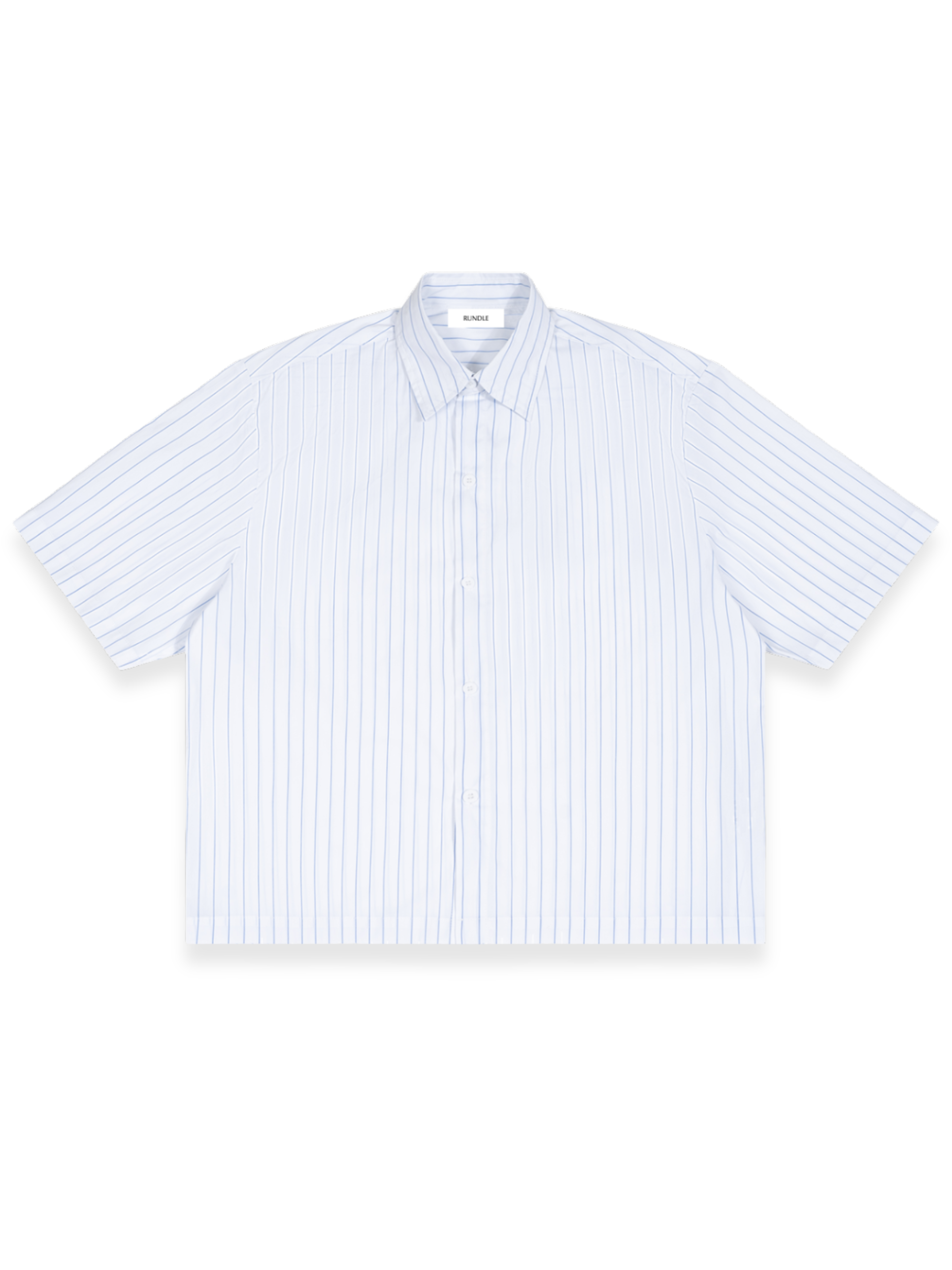 RUNDLE Striped Boxy Short Sleeve Shirt White