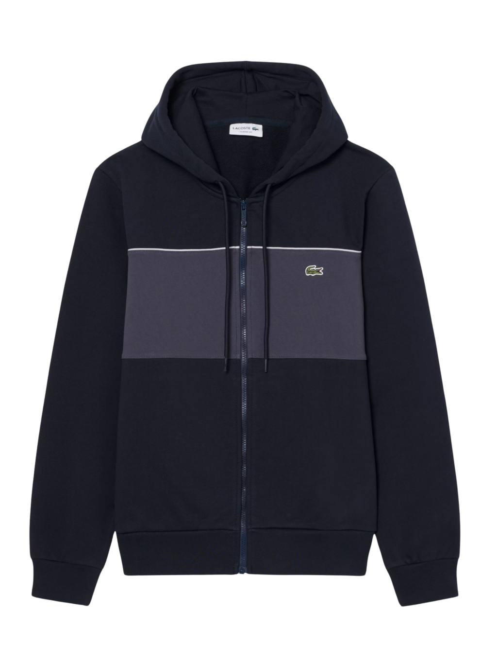 LACOSTE Colour-Block Zipped Hoodie Black