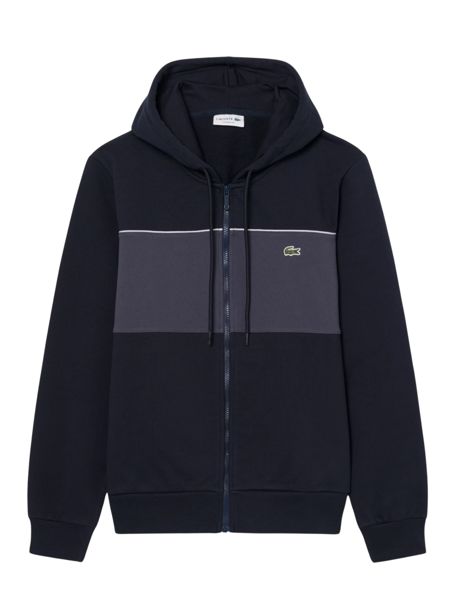 LACOSTE Colour-Block Zipped Hoodie Black