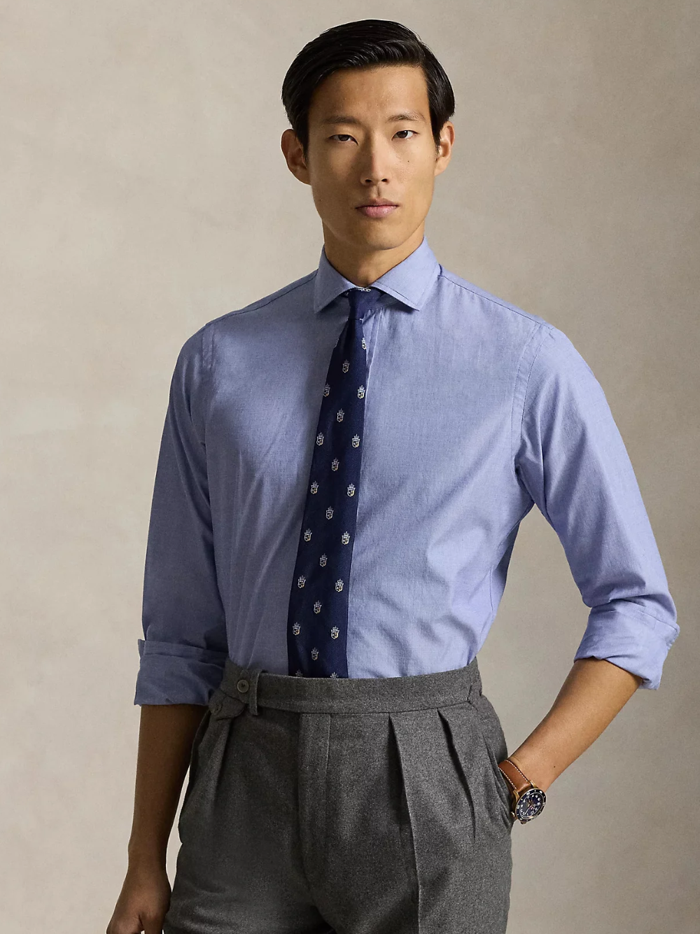 RALPH LAUREN Classic Fit End-On-End Shirt Navy