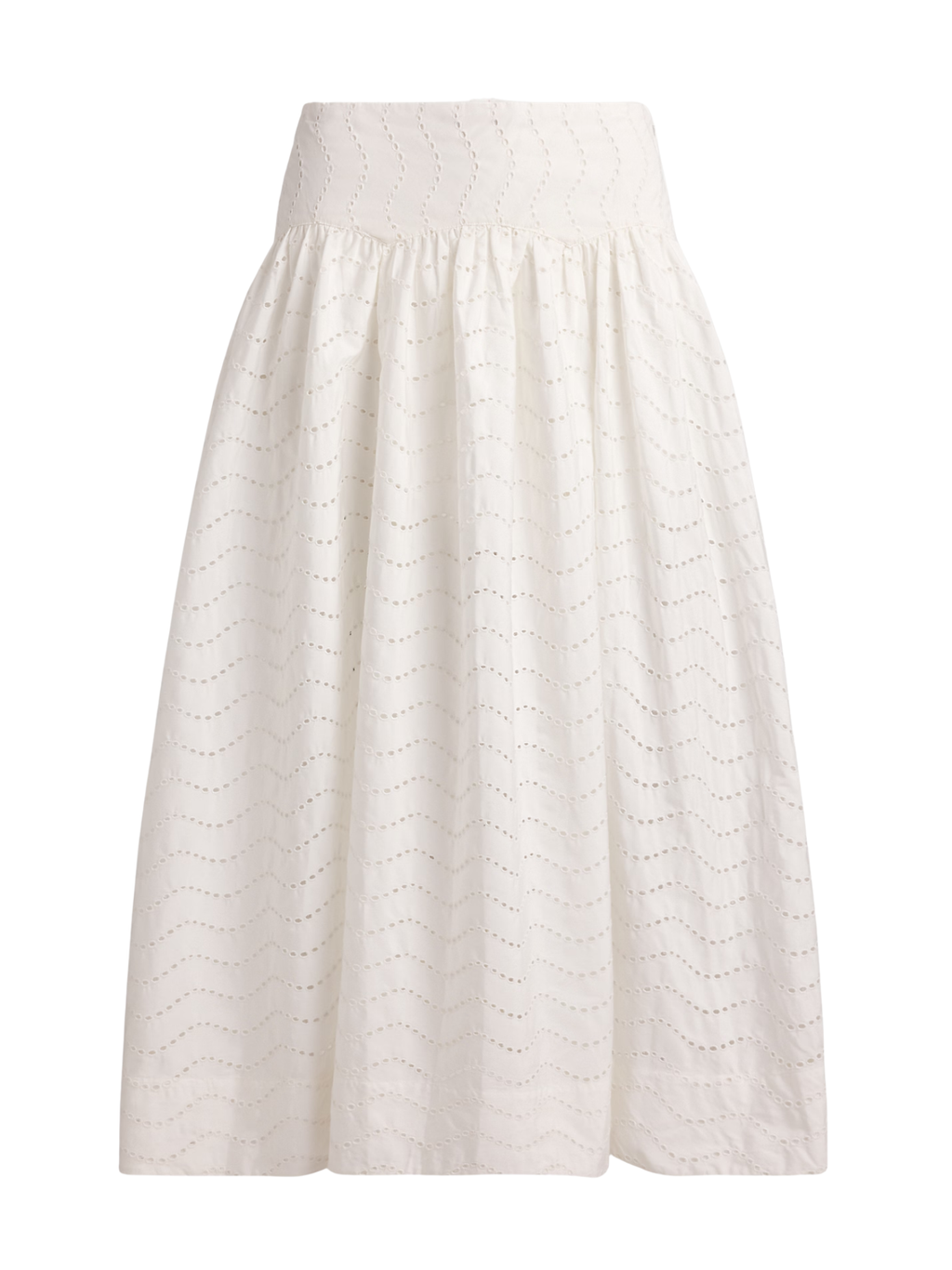 RALPH LAUREN WOMEN Cotton Eyelet Maxi Skirt White