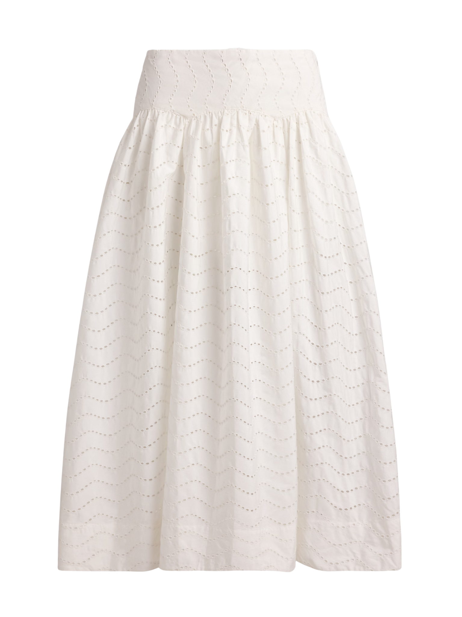 RALPH LAUREN WOMEN Cotton Eyelet Maxi Skirt White