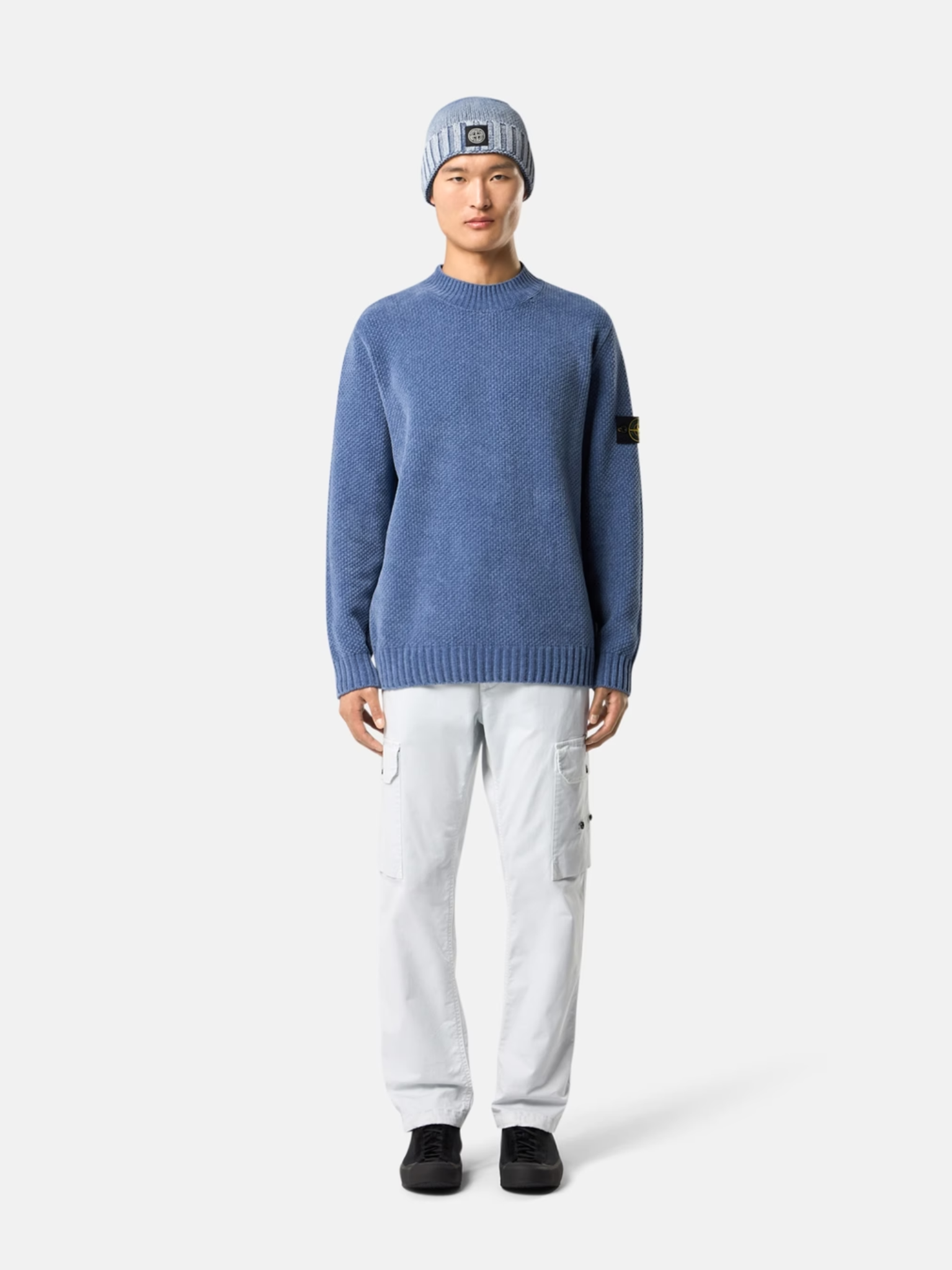 STONE ISLAND Knit Mock Neck Jumper Avio Blue