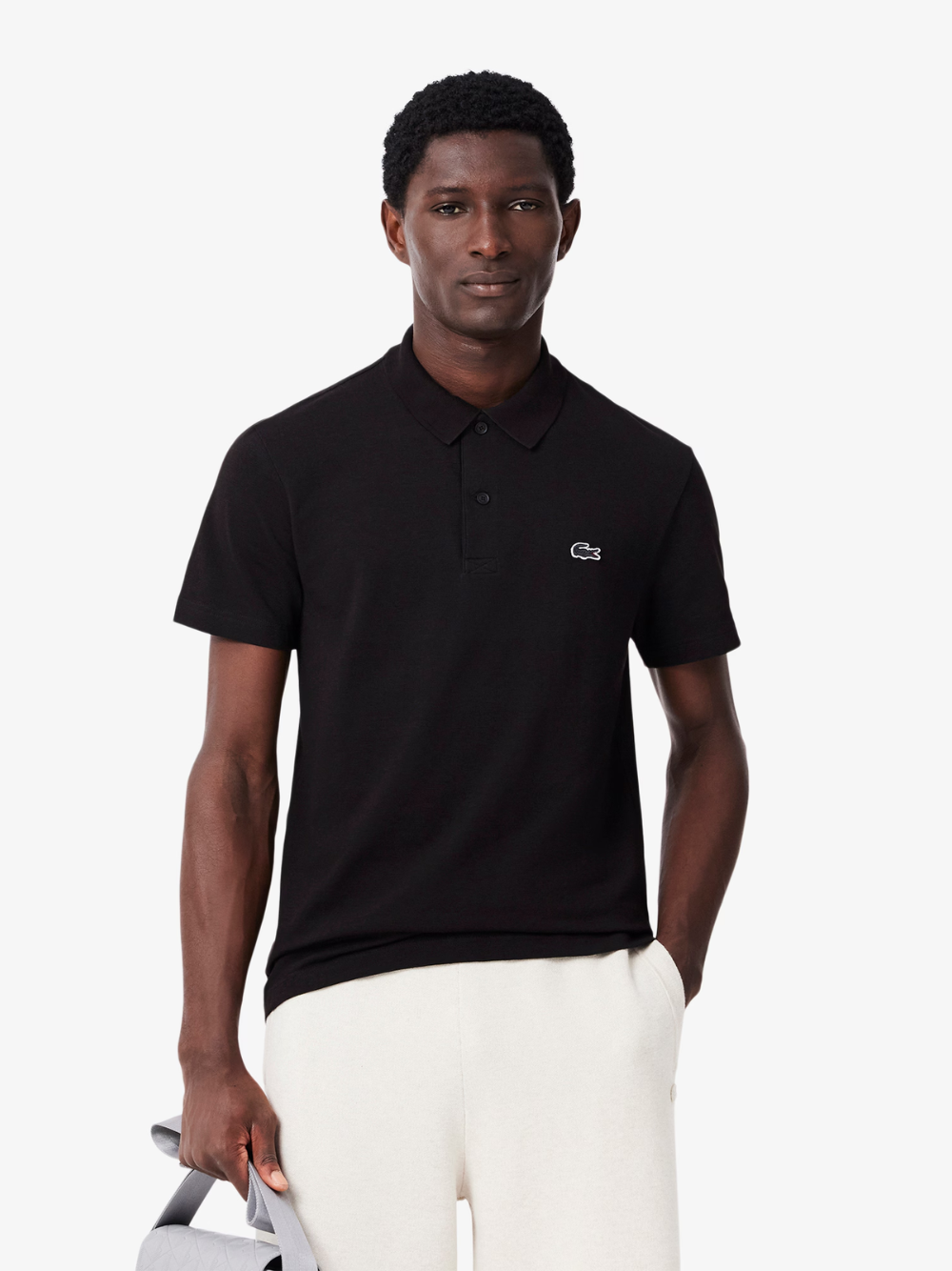 LACOSTE Regular Fit Cotton Polyester Blend Polo Shirt Black