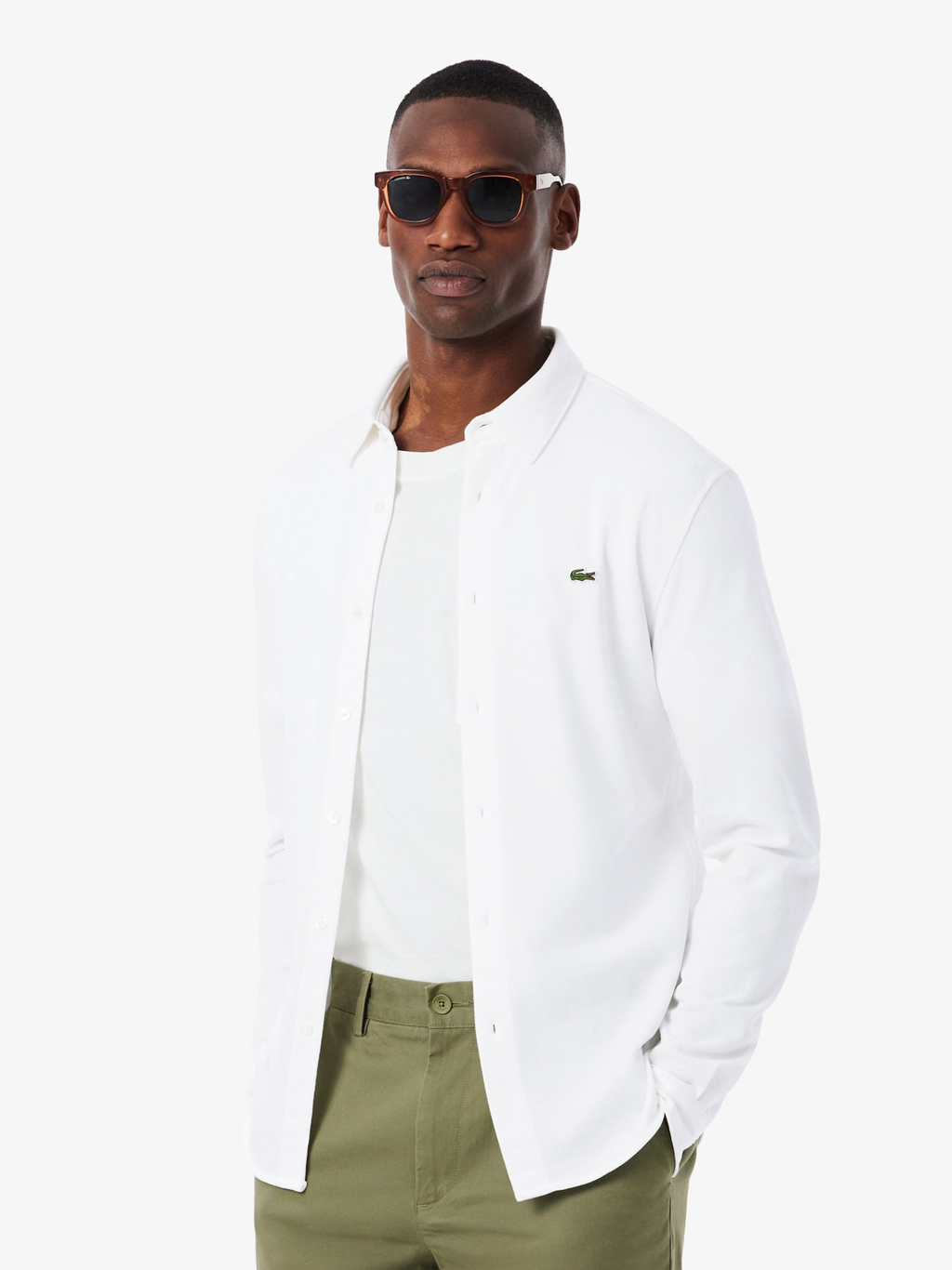 LACOSTE Slim Fit Cotton Piqué Shirt White