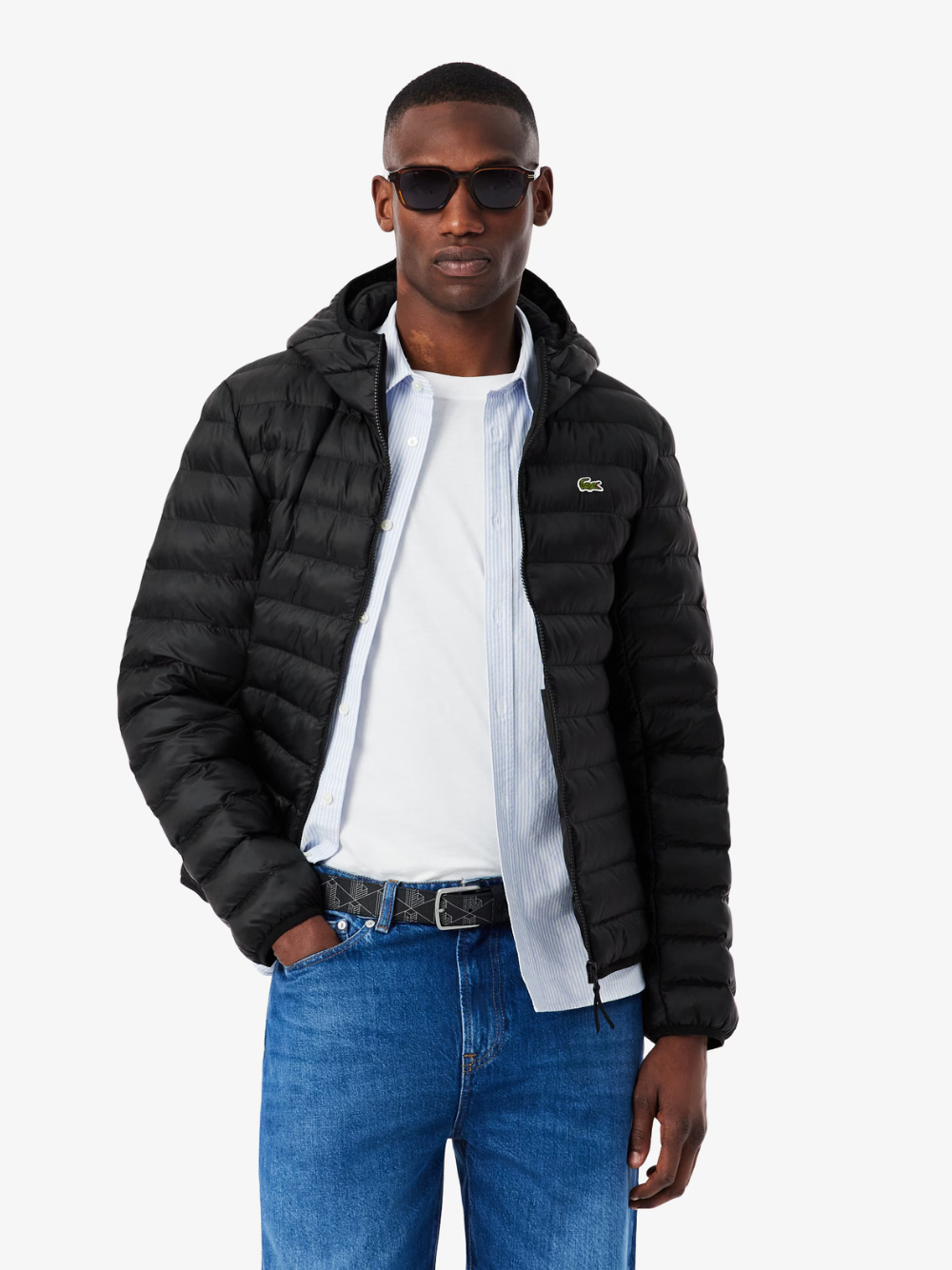 LACOSTE Water-Repellent Quilted Puffed Jacket Black