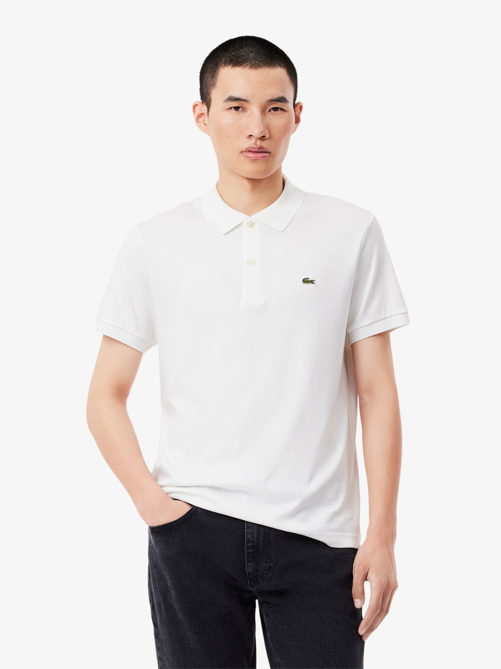 LACOSTE Regular Fit Cotton Pima Polo Shirt White
