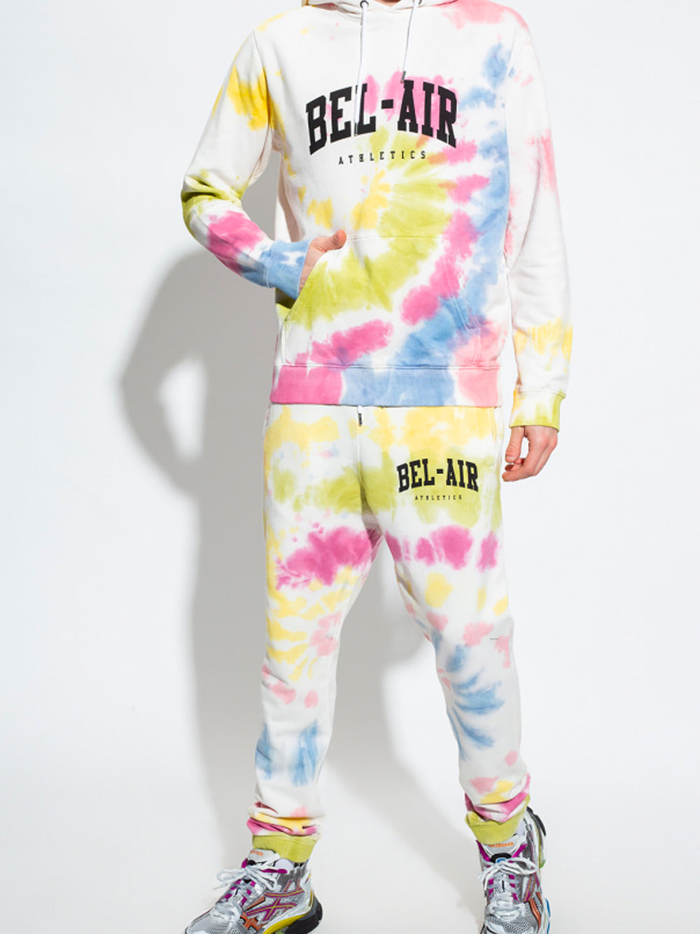 BEL-AIR ATHLETICS Logo Tie-Dye Hoodie White
