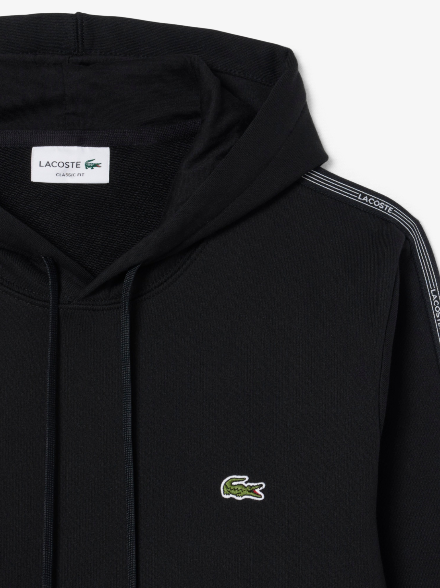 LACOSTE Logo Stripe Zipped Hoodie Black