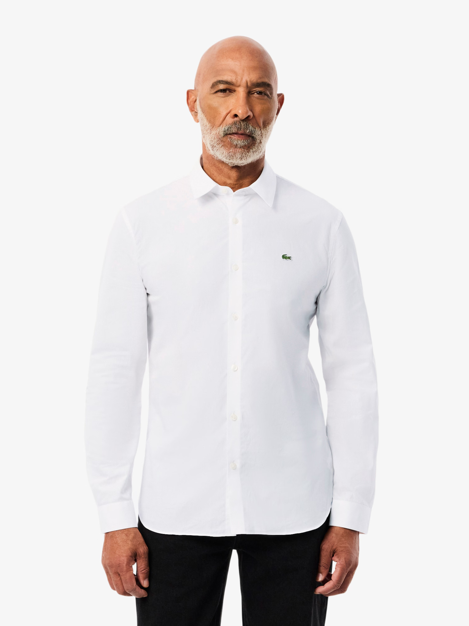 LACOSTE Slim Fit Stretch Poplin Shirt White/Green