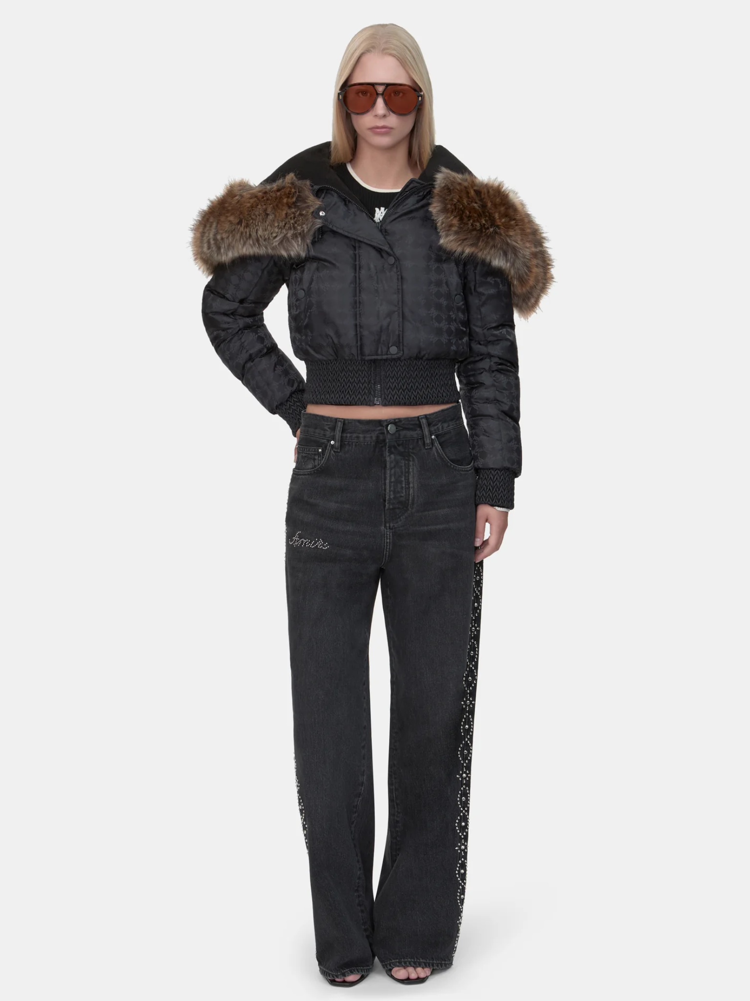 AMIRI WOMEN Stud Baggy Jeans Retro Black