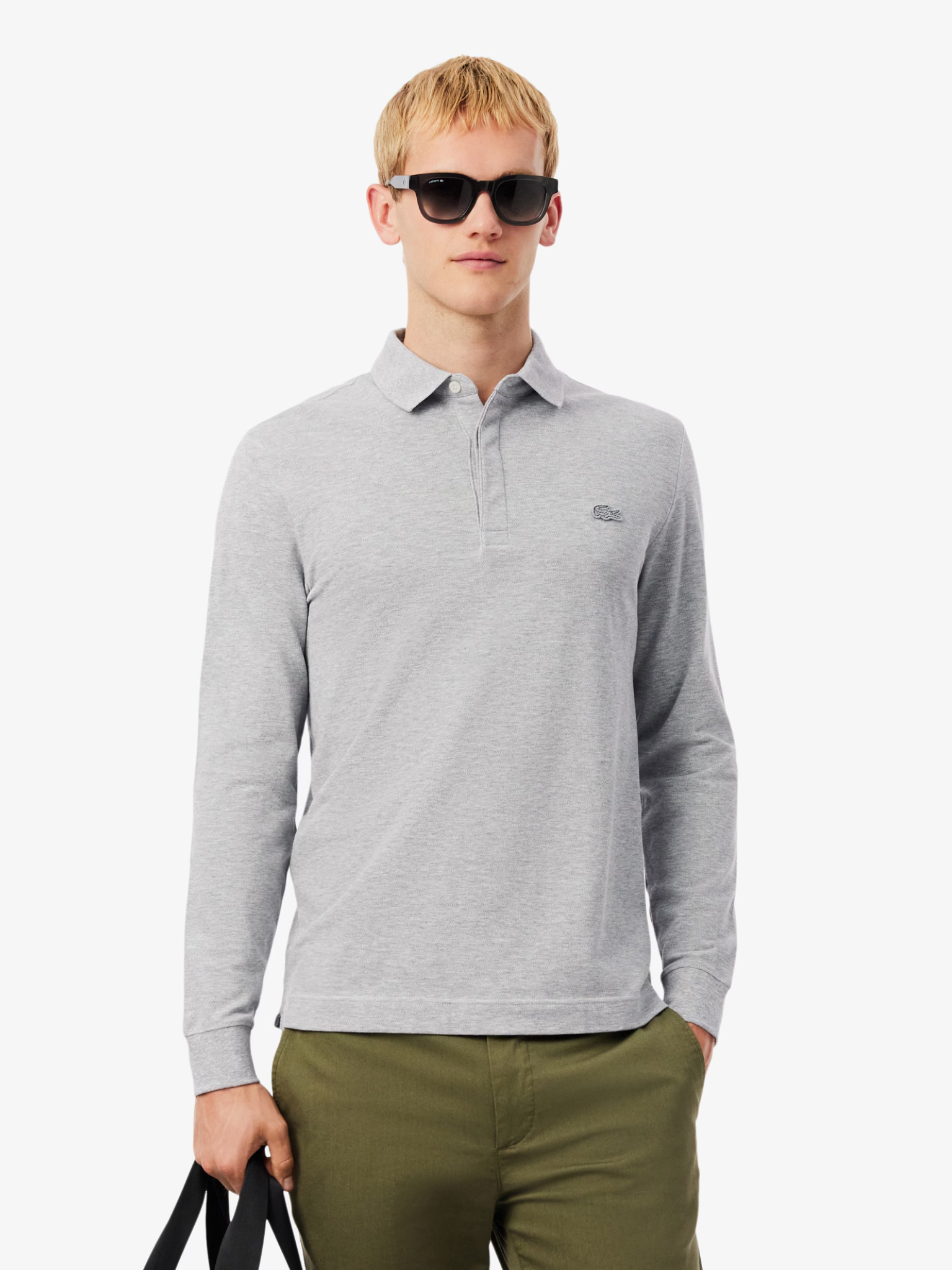 LACOSTE Regular Fit Paris Stretch Piqué Polo Shirt Light Grey