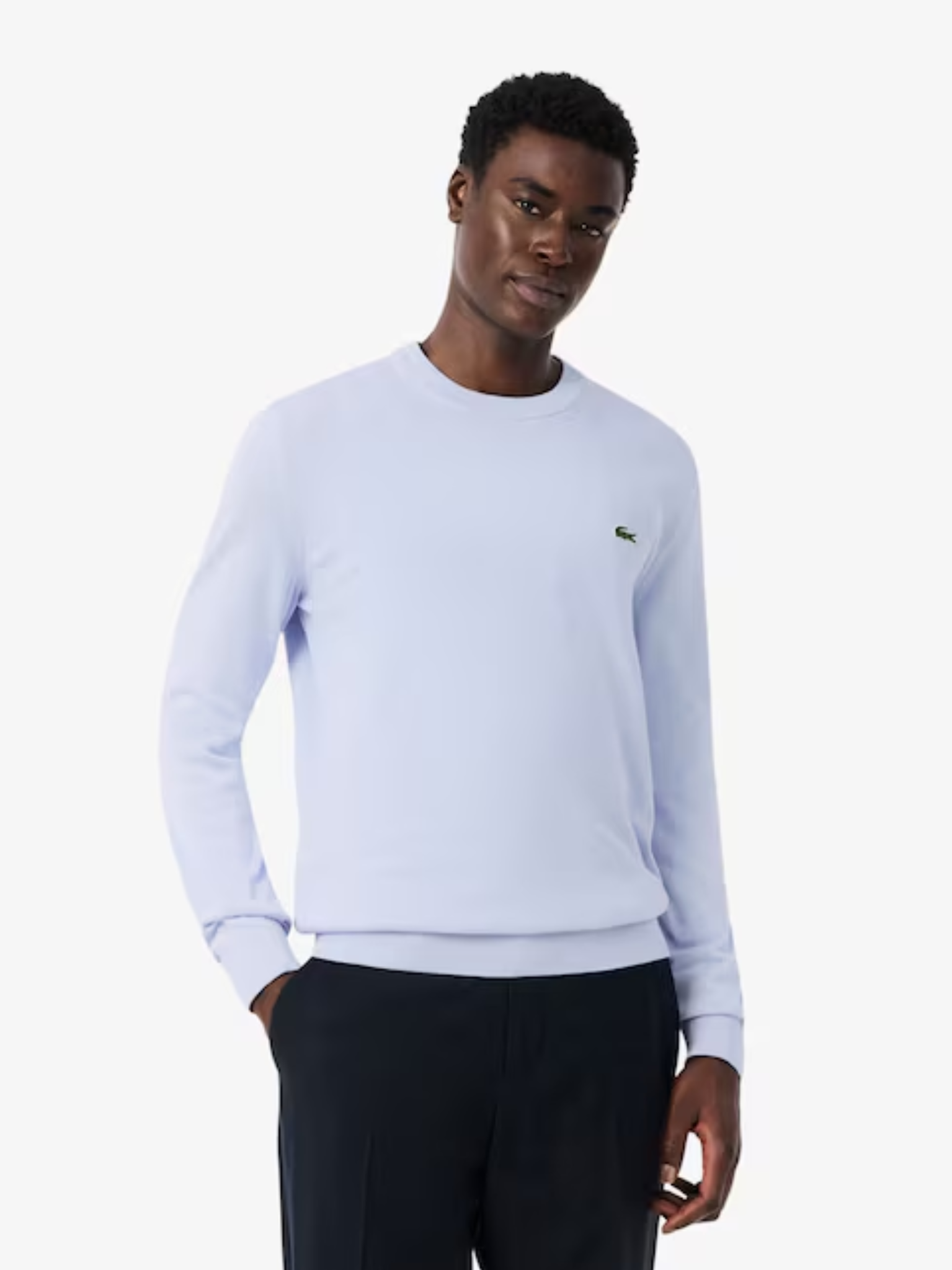 LACOSTE Monochrome Crew Neck Cotton Sweater Light Blue