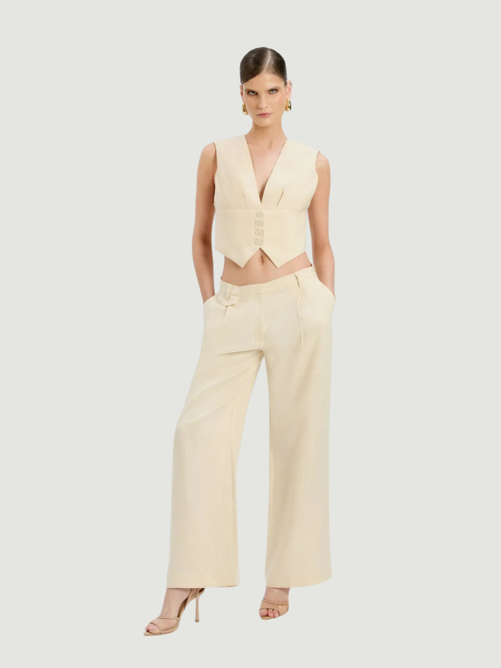 BARDOT WOMEN Geordy Hipster Linen Pants Eggnog