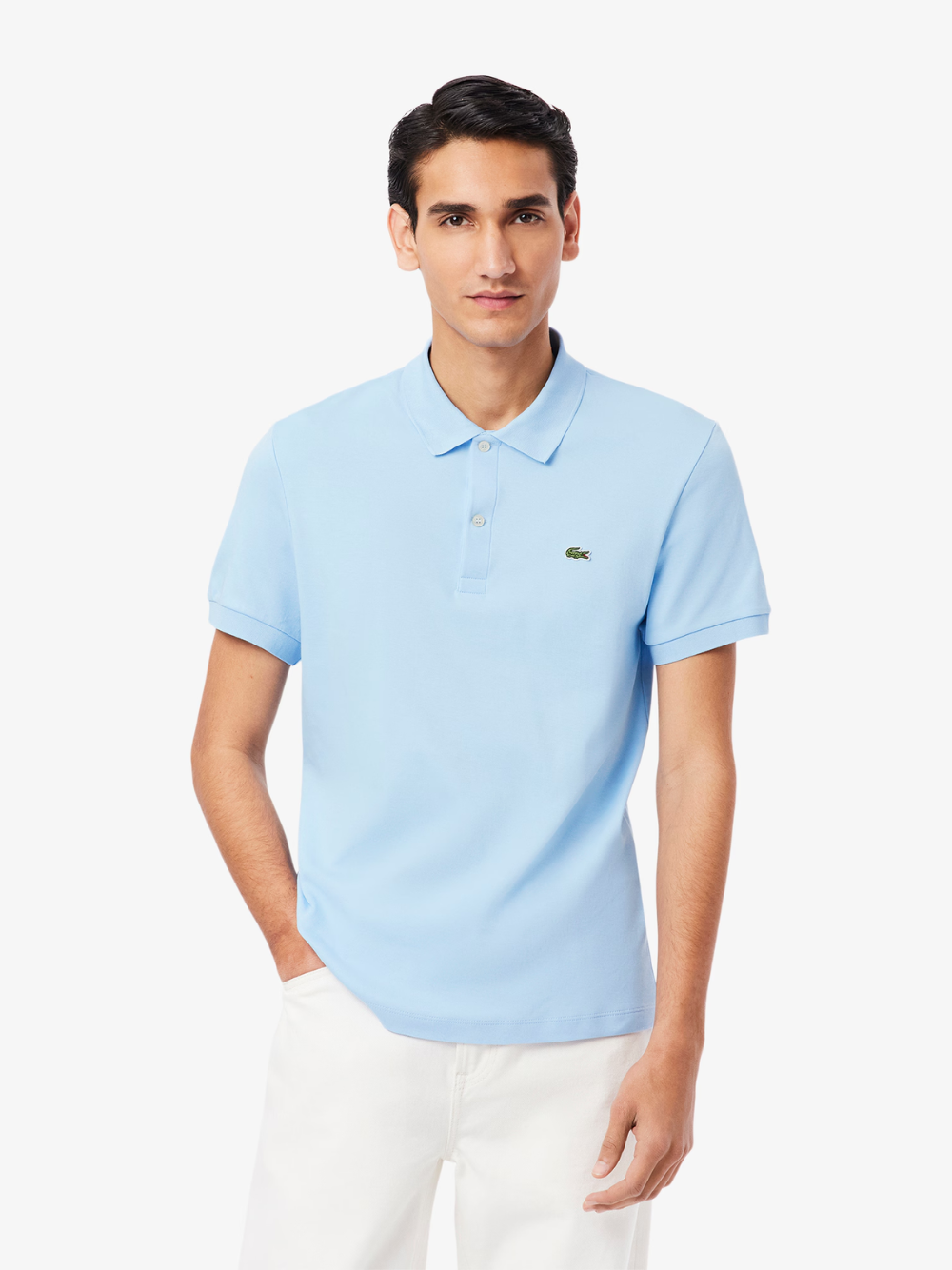 LACOSTE Regular Fit Cotton Pima Polo Shirt Pale Blue