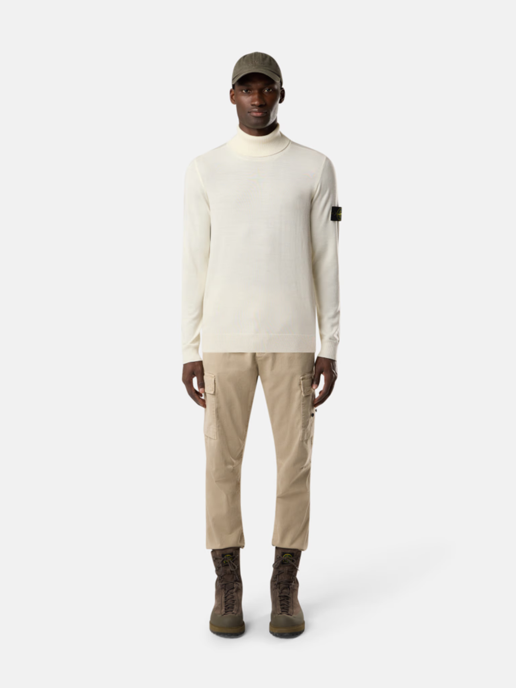 STONE ISLAND Ribbed Turtleneck Jumper Ivory