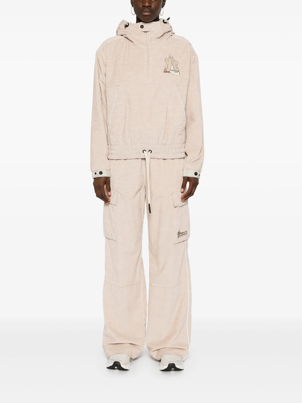 MONCLER GRENOBLE WOMEN Logo Patch Corduroy Trousers Pink