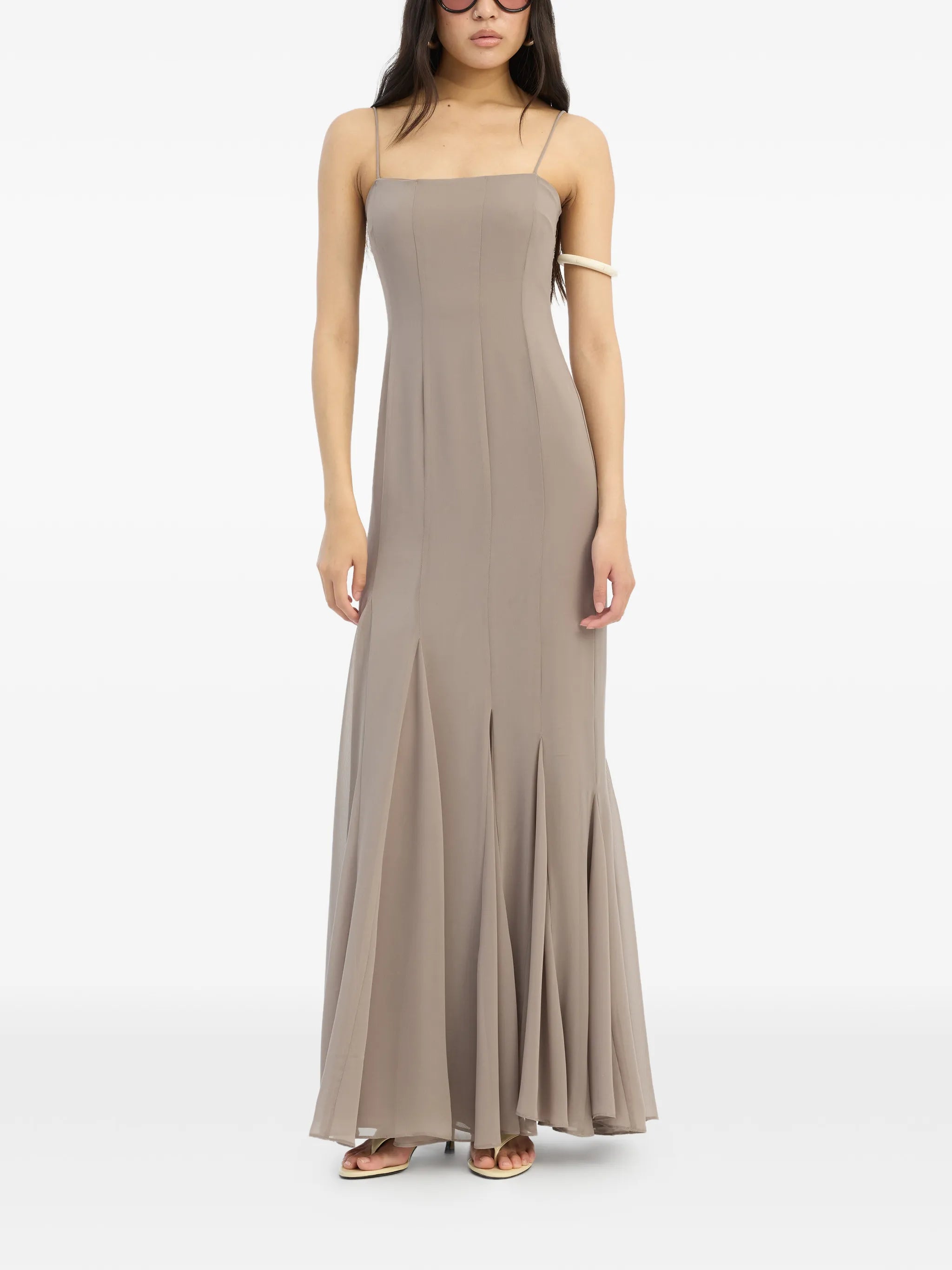 ROTATE BIRGER CHRISTENSEN WOMEN Chiffon Maxi Strap Dress Taupe