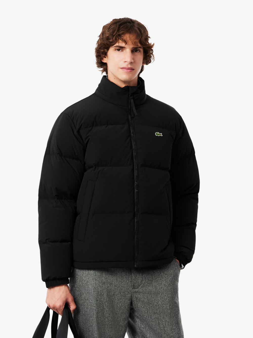 LACOSTE Water-Repellent Hooded Down Jacket Black