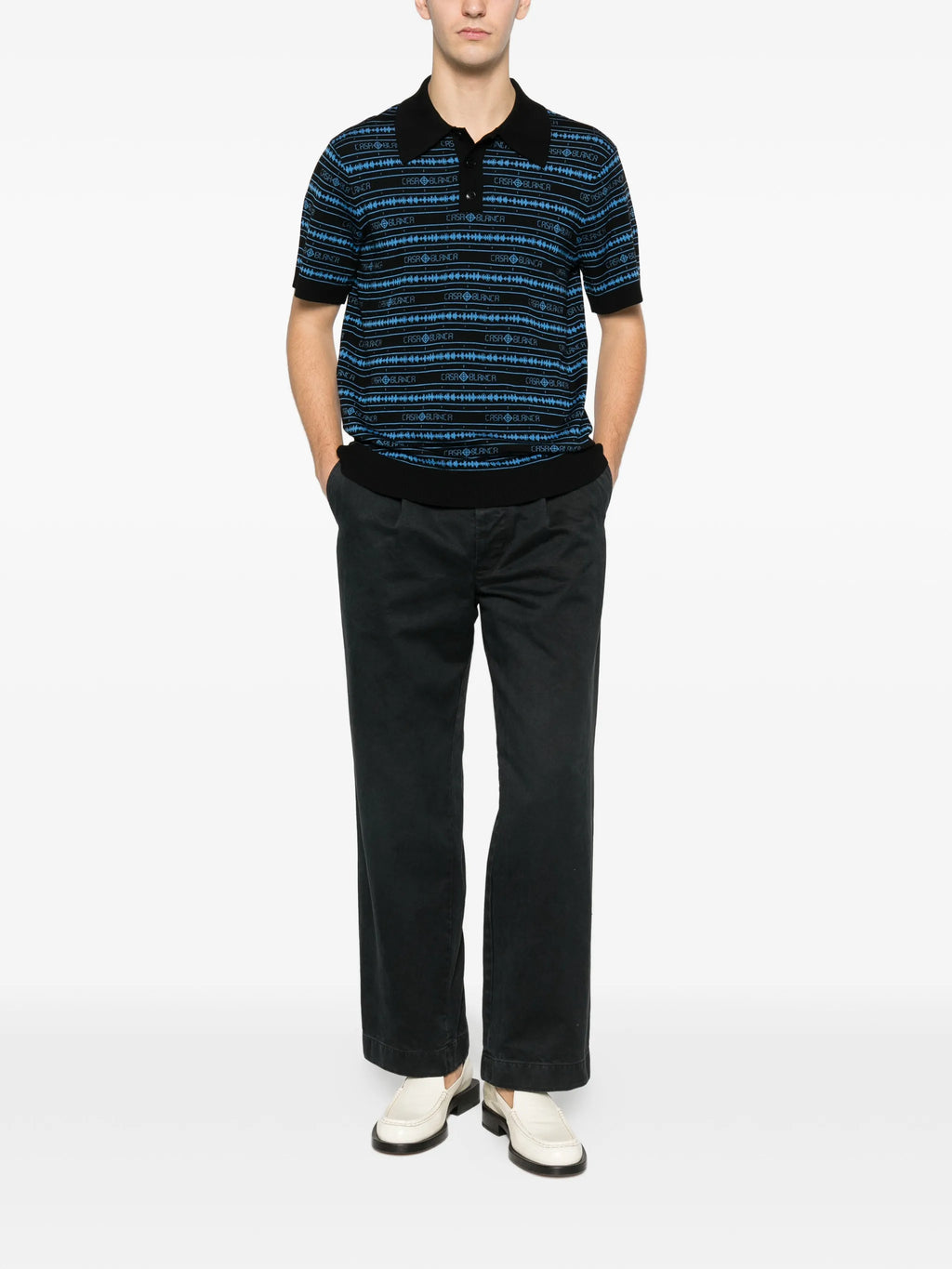 CASABLANCA Sound Wave Polo Shirt Black/Blue