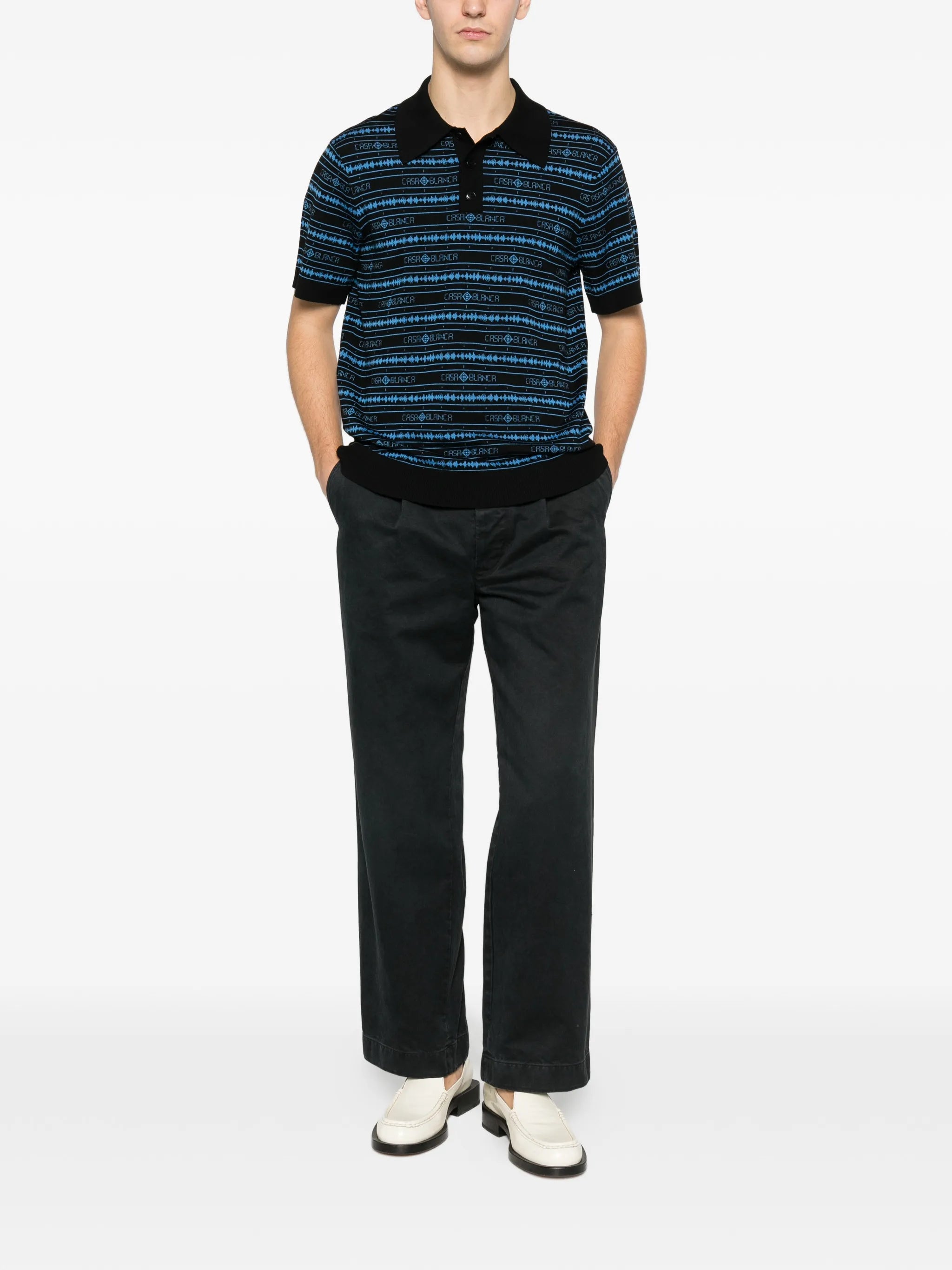 CASABLANCA Sound Wave Polo Shirt Black/Blue