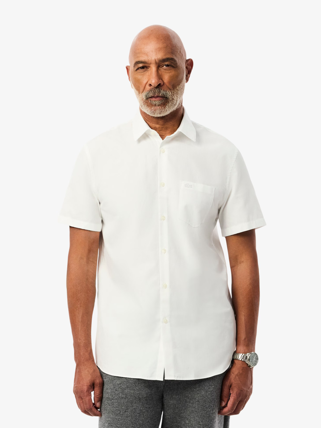 LACOSTE Regular Fit Short Sleeved Cotton Shirt White