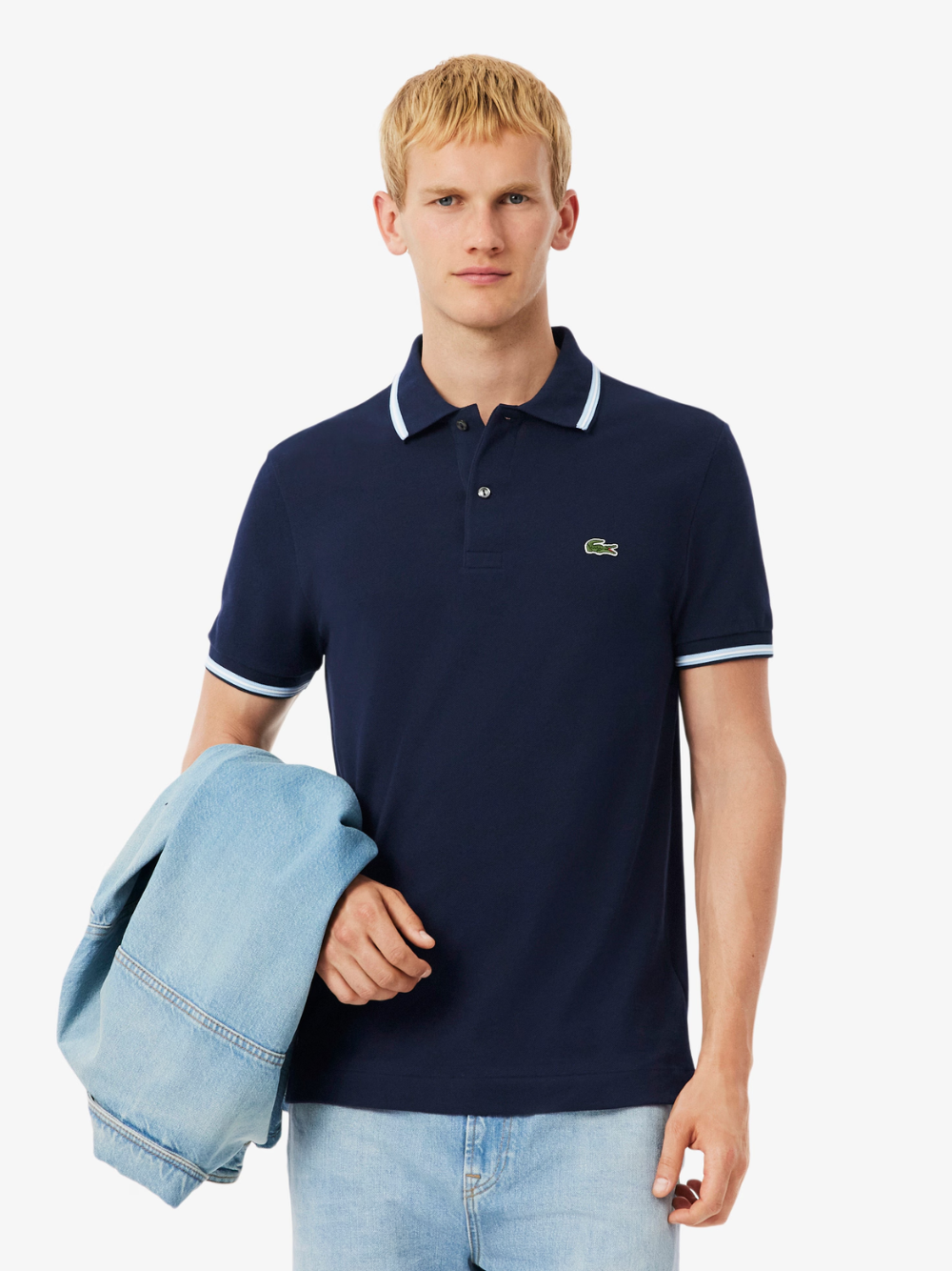 LACOSTE Regular Fit Trim Accent L.12.12 Polo Shirt Midnight Blue