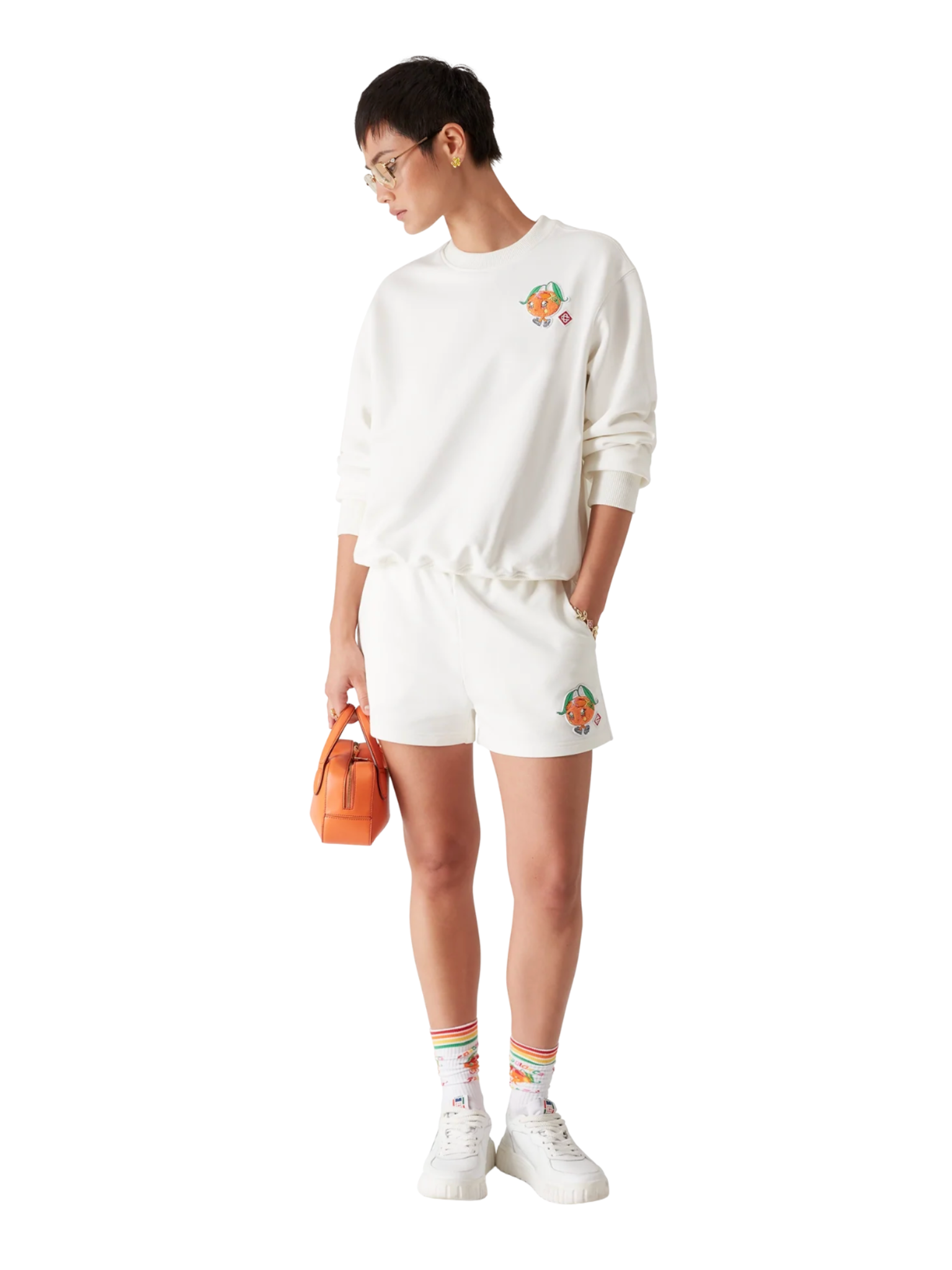 CASABLANCA WOMEN Orange Mascot Sweatshirt Off-White