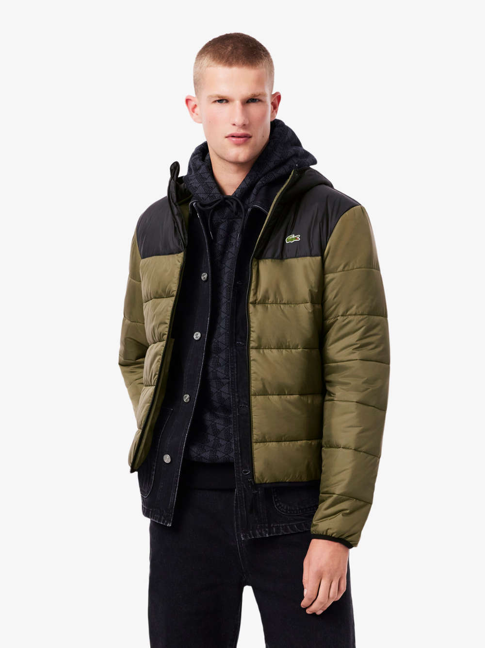 LACOSTE Water-Repellent Quilted Puffed Jacket Green