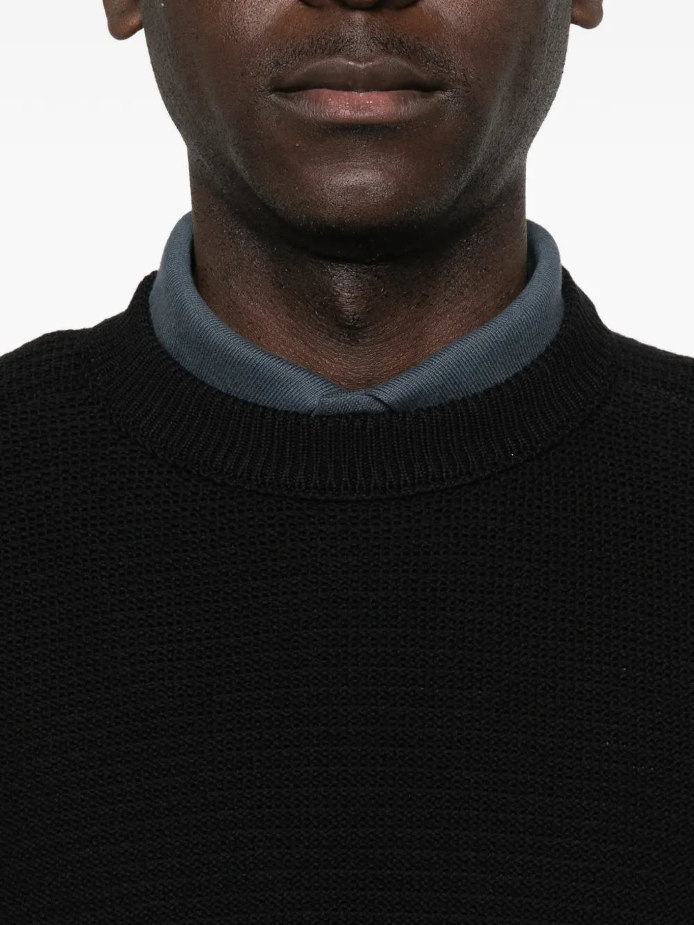 STONE ISLAND Ribbed Crewneck Sweater Black
